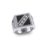 The Flag with Celtic Silver Signet Men Ring TRI1981 - Ring